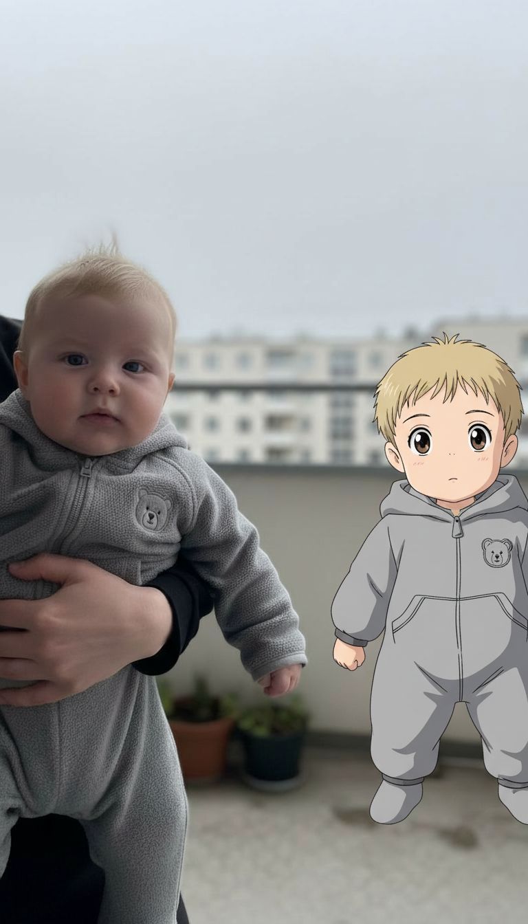 Baby with Anime twin transformation